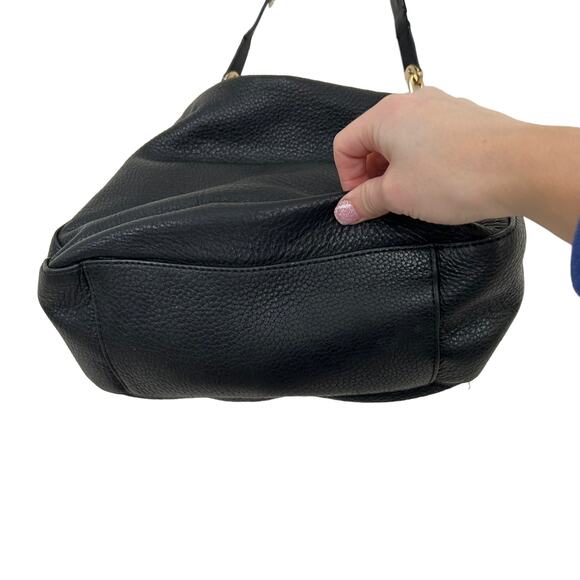 Michael Kors Black Leather Shoulder Bag Grommet Strap - Picture 3 of 8